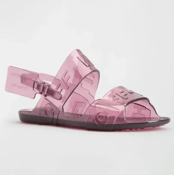 Off-White Shoes Offwhite Logo Jelly Slingback Buckled Flat